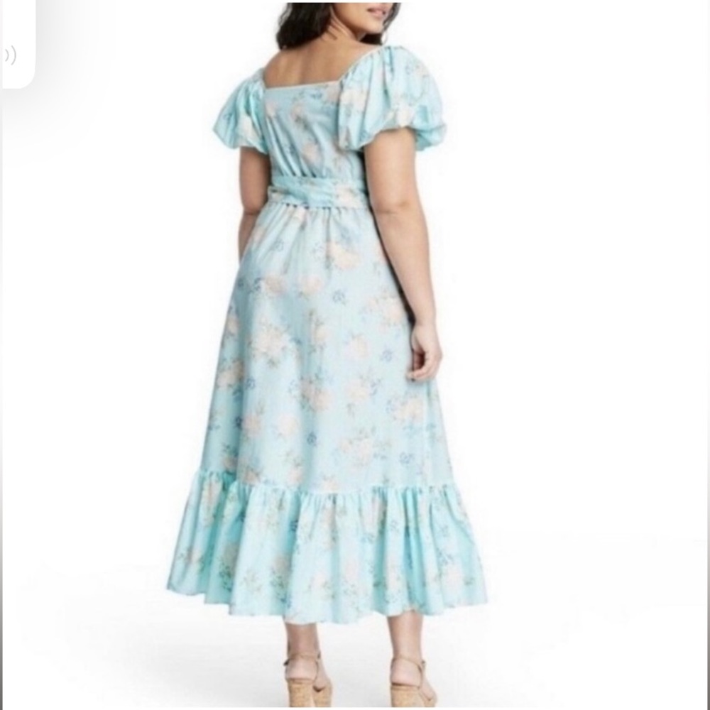LoveShackFancy x Target Light Blue Floral Puff-Sleeved Maxi Dress - Picture 5 of 13